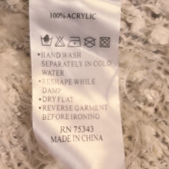 Katsumi White and Gray Popcorn Textured Sweater Front Pockets Size Small - Picture 6 of 6